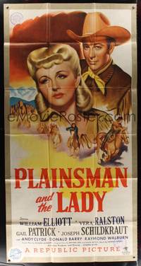 2f031 PLAINSMAN & THE LADY 3sh '46 art of Wild Bill Elliott & Vera Ralston, Pony Express!