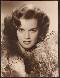 2f004 JANIS PAIGE signed deluxe 15x20 still '40s by Bert Six, sexy close portrait with feather boa!
