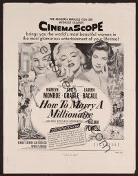 2f206 HOW TO MARRY A MILLIONAIRE pressbook page '53 Marilyn Monroe, Betty Grable & Lauren Bacall!