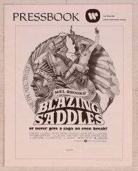2f080 BLAZING SADDLES pressbook '74 classic Mel Brooks western, art of Cleavon Little by Alvin!