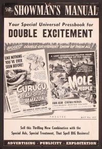 2f120 CURUCU BEAST OF THE AMAZON/MOLE PEOPLE pressbook '56 cool horror/sci-fi double-bill!