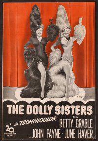 2f128 DOLLY SISTERS pressbook '45 sexy Betty Grable & June Haver, cover art by Bradshaw Crandell!