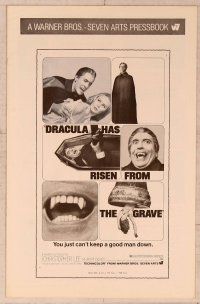 2f135 DRACULA HAS RISEN FROM THE GRAVE pressbook '69 Hammer, vampire Christopher Lee!
