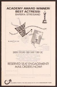 2f161 FUNNY GIRL pressbook '69 Barbra Streisand, Omar Sharif, directed by William Wyler!
