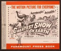 2f175 GREATEST SHOW ON EARTH pressbook R60 Cecil B. DeMille, Charlton Heston, clown James Stewart!