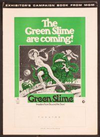 2f178 GREEN SLIME pressbook '69 classic cheesy sci-fi movie, includes full-color herald!