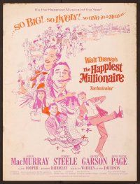 2f182 HAPPIEST MILLIONAIRE pressbook '68 Disney, Tommy Tommy Steele, Fred MacMurray, Greer Garson