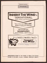 2f217 INHERIT THE WIND pressbook '60 Spencer Tracy, Fredric March, Gene Kelly, chimp with book!