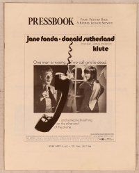 2f246 KLUTE pressbook '71 Donald Sutherland helps intended murder victim & call girl Jane Fonda!