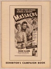 2f305 MASSACRE pressbook '56 Dane Clark, Native Americans, a woman's revenge, a man's greed!