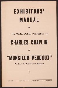 2f323 MONSIEUR VERDOUX pressbook '47 Charlie Chaplin as a gentleman Bluebeard!