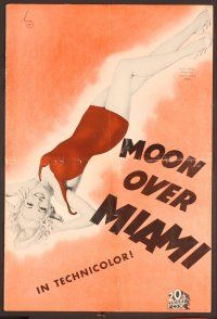 2f324 MOON OVER MIAMI pressbook '41 Don Ameche, Bob Cummings, art of sexy Betty Grable by Vargas!