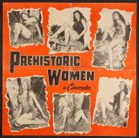 2f393 PREHISTORIC WOMEN pressbook '50 many images of hot cave babes wearing animal skins!