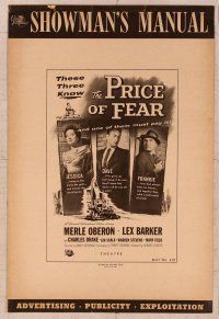 2f397 PRICE OF FEAR pressbook '56 net of terror tightens on Merle Oberon, now there's no escape!