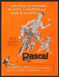 2f408 RASCAL pressbook '69 Walt Disney, Bill Mumy on bike with raccoon & dog!