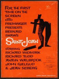 2f043 SAINT JOAN pressbook '57 Jean Seberg, Otto Preminger, tons of Saul Bass art throughout!