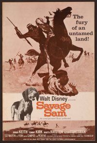 2f441 SAVAGE SAM pressbook '63 Disney, boy & dog fighting Native American, Old Yeller sequel!