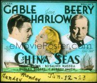 2g123 CHINA SEAS glass slide '35 Clark Gable, Jean Harlow, Wallace Beery + cool ship art!