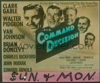 2g125 COMMAND DECISION glass slide '48 Clark Gable, Walter Pidgeon, Van Johnson, Brian Donlevy