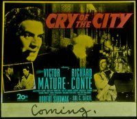 2g127 CRY OF THE CITY glass slide '48 Victor Mature, Richard Conte, Shelley Winters