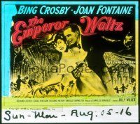 2g134 EMPEROR WALTZ glass slide '48 great art of Bing Crosby dancing with Joan Fontaine!