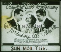 2g136 FORSAKING ALL OTHERS glass slide '34 Joan Crawford between Robert Montgomery & Clark Gable!
