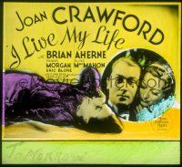 2g142 I LIVE MY LIFE glass slide '35 Joan Crawford on phoen + close up with Brian Aherne!