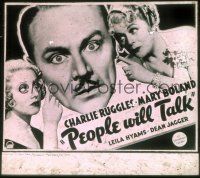 2g150 PEOPLE WILL TALK glass slide '35 Mary Boland & Leila Hyams scolding Charlie Ruggles!