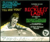 2g152 RECKLESS LADY glass slide '26 c/u of gambling addict Belle Bennett with cards & chips!