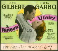 2g159 WOMAN OF AFFAIRS glass slide '28 best romantic close up of Greta Garbo & John Gilbert!