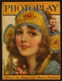 2g057 PHOTOPLAY magazine August 1922 art of Madge Bellamy in cool headdress by J. Knowles Hare!