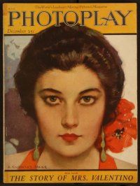 2g061 PHOTOPLAY magazine December 1922 art of Nita Naldi with flower in hair by J. Knowles Hare!