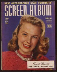 2g095 SCREEN ALBUM magazine Spring Edition 1945 wonderful smiling portrait of June Allyson!