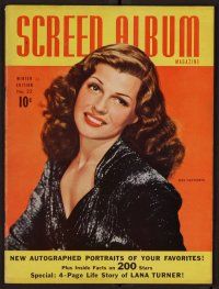 2g088 SCREEN ALBUM magazine Winter Edition 1942 sexiest Rita Hayworth in cool black outfit!