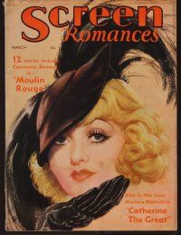 2g076 SCREEN ROMANCES magazine March 1934 Constance Bennett in Moulin Rouge, art by George Harris!