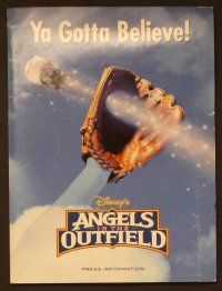 2g233 ANGELS IN THE OUTFIELD presskit '94 Disney, great image of baseball going through glove!