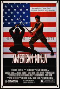 2h035 AMERICAN NINJA 1sh '85 Michael Dudikoff, martial arts action, super cheesy image!