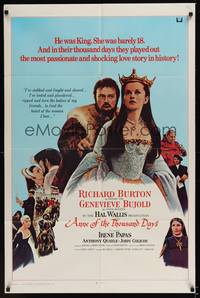 2h037 ANNE OF THE THOUSAND DAYS int'l 1sh '70 c/u of King Richard Burton & Genevieve Bujold!
