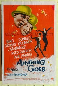 2h039 ANYTHING GOES 1sh '56 Bing Crosby, Donald O'Connor, Cole Porter!