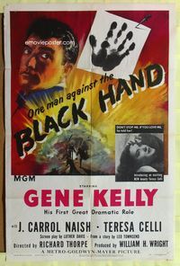 2h093 BLACK HAND 1sh '50 cool artwork of Gene Kelly, one man against the Black Hand!
