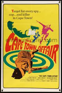 2h131 CAPE TOWN AFFAIR 1sh '67 Claire Trevor, James Brolin, cool psychedelic art & design!
