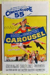 2h134 CAROUSEL 1sh '56 Shirley Jones, Gordon MacRae, Rodgers & Hammerstein musical!