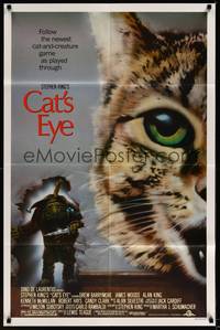 2h140 CAT'S EYE 1sh '85 Stephen King, Drew Barrymore, artwork of wacky little monster by J. Vack!