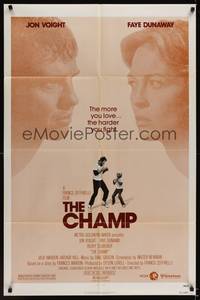 2h143 CHAMP 1sh '79 great image of Jon Voight boxing with Ricky Schroder, Faye Dunaway!