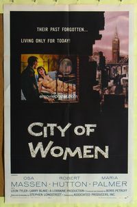 2h644 OUTCASTS OF THE CITY 1sh '58 sexy Osa Massen, Robert Hutton, City of Women!