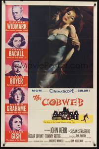2h169 COBWEB 1sh '55 Richard Widmark, Lauren Bacall, Charles Boyer, Gloria Grahame, Lillian Gish!