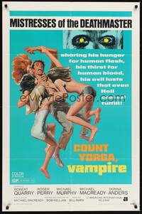 2h181 COUNT YORGA VAMPIRE 1sh '70 AIP, artwork of the mistresses of the deathmaster feeding!