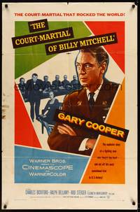 2h184 COURT-MARTIAL OF BILLY MITCHELL 1sh '56 c/u of Gary Cooper, directed by Otto Preminger!