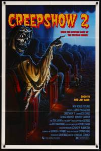 2h190 CREEPSHOW 2 1sh '87 Tom Savini, great Winters artwork of skeleton guy in theater!