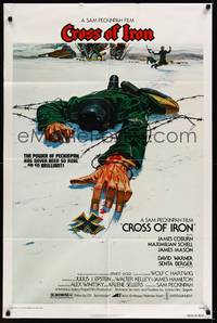2h193 CROSS OF IRON 1sh '77 Sam Peckinpah, Tanenbaum art of fallen World War II Nazi soldier!